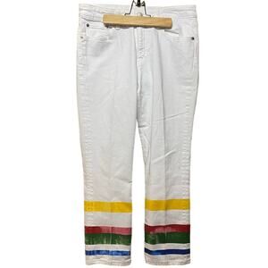 NWT Lauren Ralph Lauren Super Stretch White Jeans Colorful Women's size 8 Petite